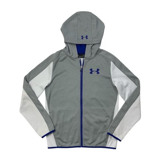 Under Armour Hoodie Boys L Large Fleece Loose Fit Full Zip Heatgear Sweatshirt - Picture 1 of 14
